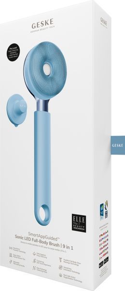Звукова світлодіодна щітка для всього тіла GESKE Sonic LED Full-Body Brush&Intensive Exfoliator 9в1 aquamarine HB0384 фото