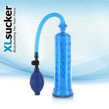 Вакуумна помпа XLsucker Penis Pump Blue для члена довжиною до 18см, діаметр до 4см E22147 фото