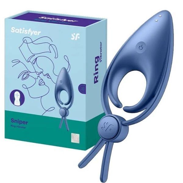 Эрекционное виброкольцо ласо с регулировкой размера Satisfyer Sniper Blue SO6080 фото