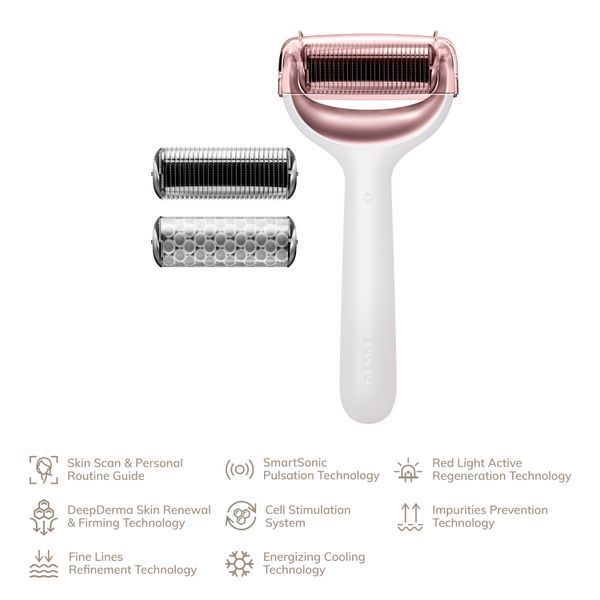 Електронний ролер для обличчя та тіла з мікроголками GESKE MicroNeedle Face&Body Roller 8в1 starlight HB0198 фото
