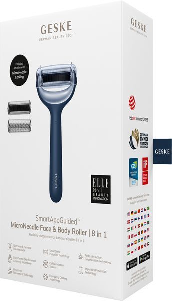 Электронный роллер для лица и тела с микроиглами GESKE MicroNeedle Face&Body Roller 8в1 midnight HB0199 фото