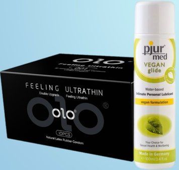 Набор OLO - ультратонкий -001 (10 штук) + Лубрикант pjur MED Vegan glide 100 мл SOS4502 фото