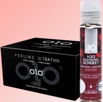 Набор OLO - ультратонкие -001 (10 штук) + Лубрикант System JO - Raspberry Sorbet (30 мл) SOS4555 фото