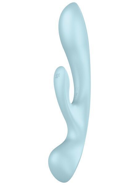 Двосторонній вібратор-кролик Satisfyer Triple Oh Light Blue, 3 мотори, руків&rsquo;я-масажер SO7781 фото
