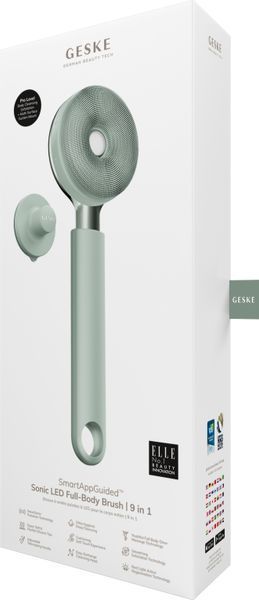 Звукова світлодіодна щітка для всього тіла GESKE Sonic LED Full-Body Brush&Intensive Exfoliator 9в1 green HB0387 фото