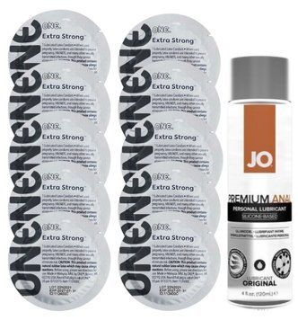 Комплект ONE Extra Strong 10 шт + JO Anal Premium Original (120 мл) SOS14155 фото