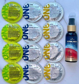 набір 12 штук ONE Super Studs, Glowing Pleasures, Classic + Sensuva Natural Ultra-Thick Water-Based Strawberry (57 мл) SOS3921 фото