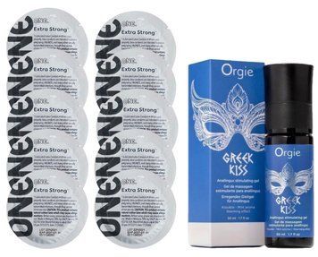 Комплект ONE Extra Strong 10 шт + Orgie Greek Kiss (50 мл) SOS14156 фото