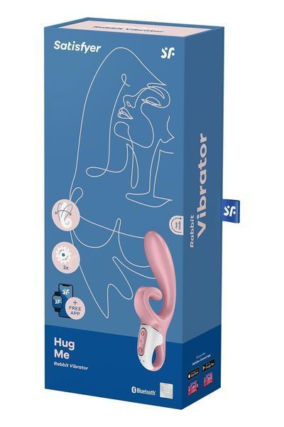 Смарт вібратор-кролик Satisfyer Hug Me Pink, 2 мотори, діаметр 4,2см, широка кліторальна частина SO6274 фото
