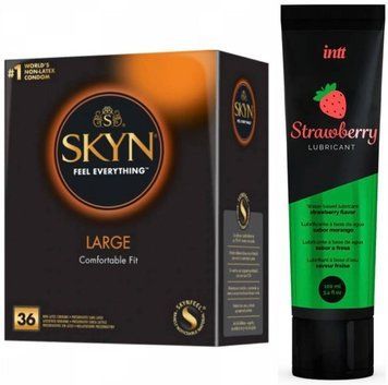 Набор : SKYN Large 36 шт и Лубрикант Intt Strawberry (100 мл) SOS75 фото