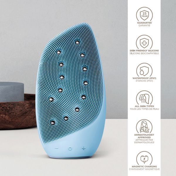 Очищувальна щітка для обличчя GESKE Sonic Thermo Facial Brush&Face-Lifter 8в1 aquamarine HB0094 фото