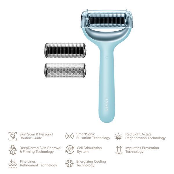 Электронный роллер для лица и тела с микроиглами GESKE MicroNeedle Face&Body Roller 8в1 turquoise HB0202 фото
