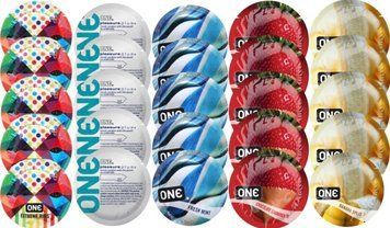Набір з 25 шт One Extreme ribs + ONE Pleasure Plus + ONE Fresh Mint + ONE Chocolate Strawberry + ONE Banana Split SOS8270 фото