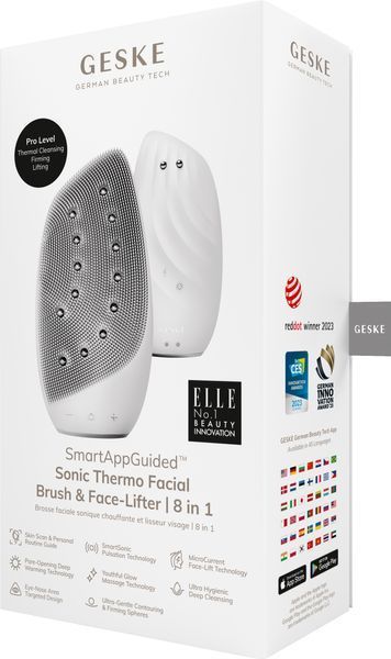 Очистительная щетка для лица GESKE Sonic Thermo Facial Brush&Face-Lifter 8в1 white HB0095 фото