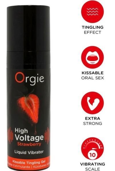 Жидкий вибратор Orgie с ароматом клубники HIGH VOLTAGE 15 мл S3349 фото