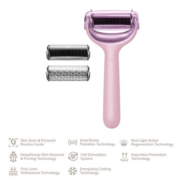 Электронный роллер для лица и тела с микроиглами GESKE MicroNeedle Face&Body Roller 8в1 pink HB0203 фото