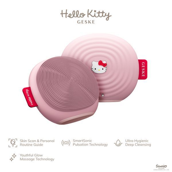 Електронна ультразвукова щітка для обличчя GESKE Sonic Facial Brush 4в1 by Hello Kitty pink HB0243 фото