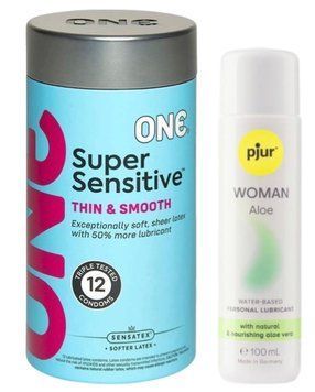 Набір ONE Super Sensitive Pack 12 шт + Лубрикант pjur Woman Aloe 100 мл SOS13027 фото