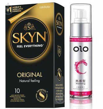 Набір: SKYN Original 10 шт. + Лубрикант зігріваючий OLO 60 мл SOS11842 фото