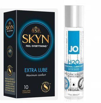 Набор : Skyn Exstra Lube 10 шт и Лубрикант System JO H2O ORIGINAL (30 мл) SOS78 фото
