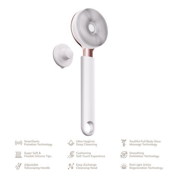 Звукова світлодіодна щітка для всього тіла GESKE Sonic LED Full-Body Brush&Intensive Exfoliator 9в1 starlight HB0392 фото
