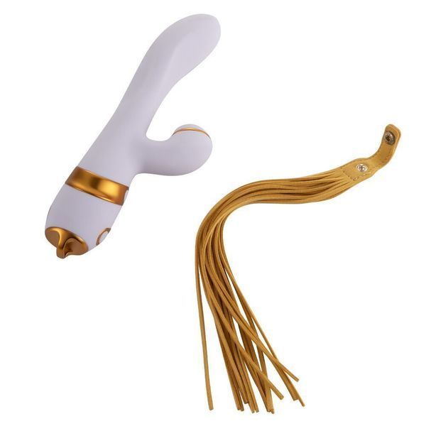 Вибратор-кролик с флогером LOCKINK SEVANDA Whip Vibrating Massage Wand - White & Golden SX0904 фото