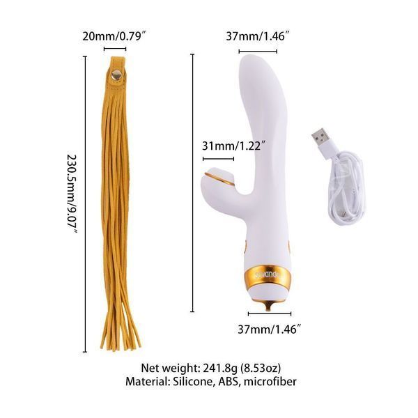 Вибратор-кролик с флогером LOCKINK SEVANDA Whip Vibrating Massage Wand - White & Golden SX0904 фото
