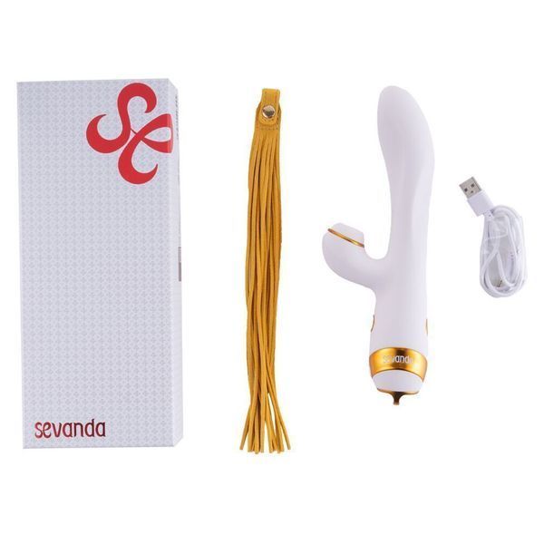 Вибратор-кролик с флогером LOCKINK SEVANDA Whip Vibrating Massage Wand - White & Golden SX0904 фото