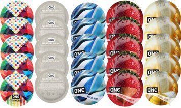 Набір з 25 шт One Extreme ribs + ONE Pleasure Dome + ONE Fresh Mint + ONE Chocolate Strawberry + ONE Banana Split SOS8265 фото