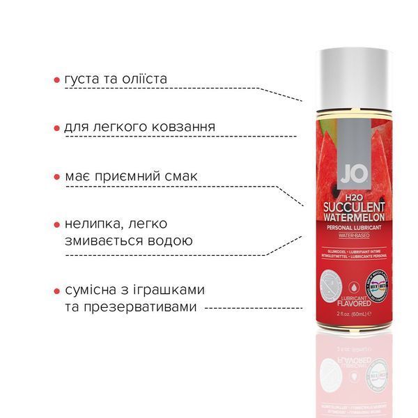 Змазка на водній основі System JO H2O &mdash; Watermelon (60 мл) без цукру, рослинний гліцерин SO5226 фото