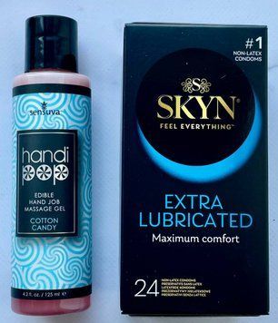 Комплект SKYN Extra Lube 24 шт - Лубрикант Sensuva Handipop Cotton Candy (125 мл) SOS3388 фото