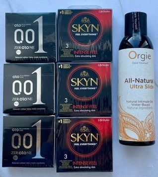 Набір 18 шт OLO Feeling Ultrathin 001 + Skyn Intense Feel + Лубрикант ALL-NATURAL Ultra Slide 150 мл Orgie SOS3780 фото