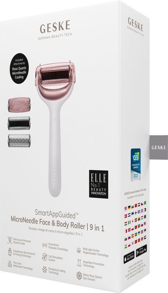 Ролер для голкової мезотерапії обличчя та тіла GESKE MicroNeedle Face&Body Roller 9в1 starlight HB0209 фото