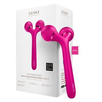 Электронный ультразвуковой ролик для лица и тела GESKE Sonic Facial&Body Roller 4в1 magenta HB0031 фото