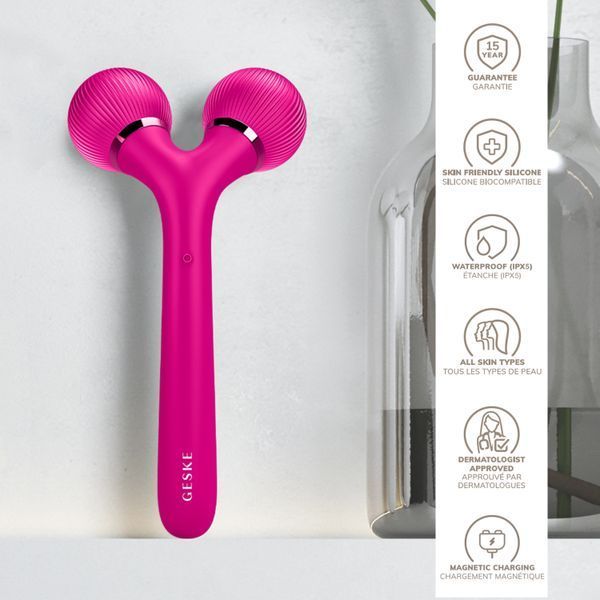 Електронний ультразвуковий ролик для обличчя та тіла GESKE Sonic Facial&Body Roller 4в1 magenta HB0031 фото