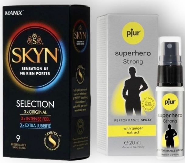 Набір з SKYN Selection (9 шт) + Пролонгатор pjur Superhero Strong Spray 20 мл SOS8876 фото
