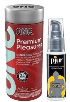 Набір з 24 шт ONE Premium Pleasures + Пролонгатор pjur Superhero Serum 20 мл SOS9394 фото