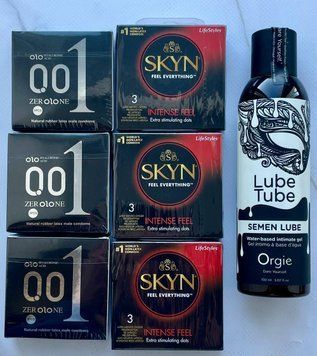 Набір 18 шт OLO Feeling Ultrathin 001 + Skyn Intense Feel + Лубрикант SEMEN LUBE 150 мл Orgie SOS3781 фото