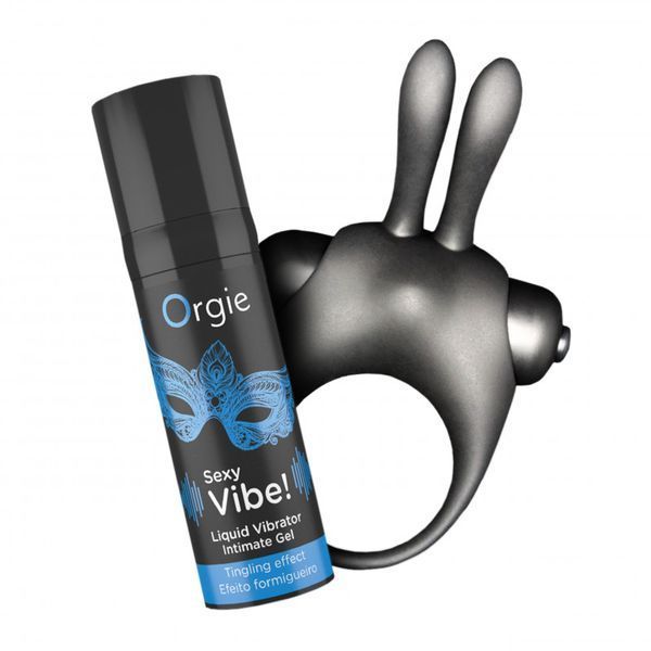 Набор VIBE! BUNNY эрекционное виброкольцо + жидкий вибратор Orgie 17823 фото