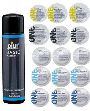 Комплект: Лубрикант pjur Basic waterbased+15 шт. ONE SOS11242 фото