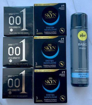 Набір 18 шт OLO Feeling Ultrathin 001 + Skyn Extra Lube + Лубрикант pjur Basic Waterbased, 100 мл SOS3783 фото