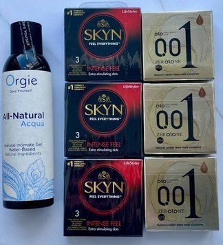 Набір 18 шт OLO Лід і Полум'я 001 + Skyn Intense Feel + Лубрикант ALL-NATURAL Acqua 150 мл Orgie SOS3833 фото