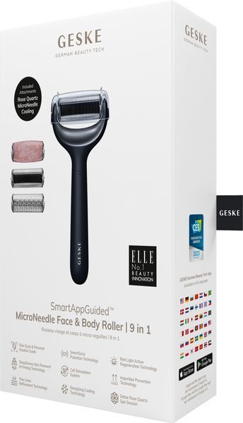 Ролер для голкової мезотерапії обличчя та тіла GESKE MicroNeedle Face&Body Roller 9в1 black HB0212 фото