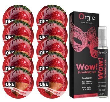Комплект ONE Chocolate Strawberry 10 шт + WOW! &ndash; Strawberry Ice, 10 мл, ORGIE SOS13761 фото