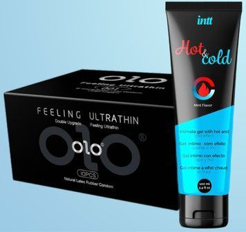 Набор OLO - ультратонкий -001 (10 штук) + Лубрикант Intt Hot & Cold (100 мл) SOS4489 фото