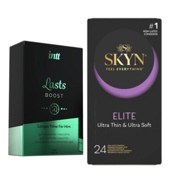 Набір Skyn Elite 24 шт + Пролонгатор для чоловіків Intt Lasts (15 мл) SOS4333 фото