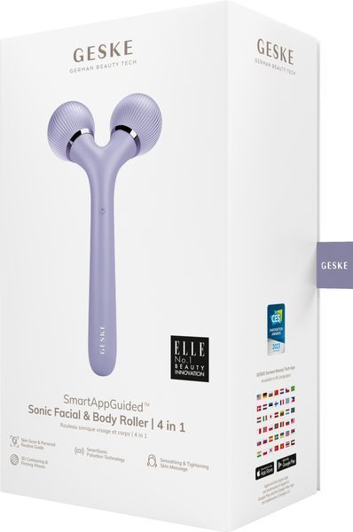 Електронний ультразвуковий ролик для обличчя та тіла GESKE Sonic Facial&Body Roller 4в1 violet HB0034 фото