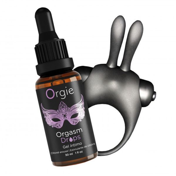 Набір ORGASMIC BUNNY ерекційне віброкільце + краплі для клітора Orgie (Бразилія-Португалія) 17847 фото