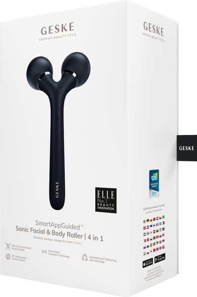 Електронний ультразвуковий ролик для обличчя та тіла GESKE Sonic Facial&Body Roller 4в1 black HB0035 фото