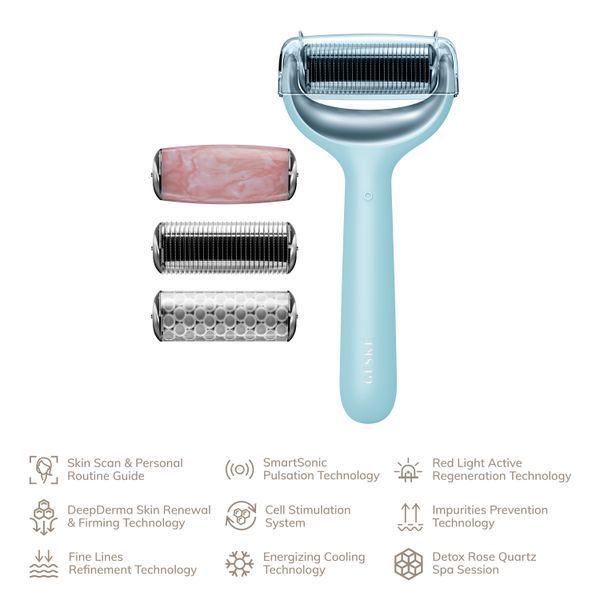 Ролик для голкової мезотерапії обличчя та тіла GESKE MicroNeedle Face&Body Roller 9в1 turquoise HB0213 фото